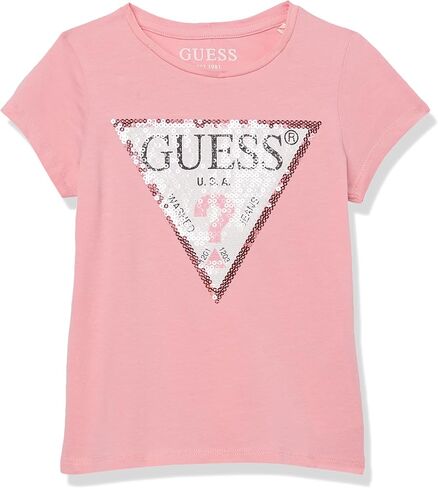 تي شيرت بأكمام قصيرة من القطن العضوي بشعار الترتر الصغير للفتيات من GUESS in Kuwait