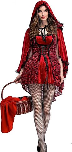 YHBAO Women's Little Red Riding Hood Halloween Cosplay Costume Party Dress in Saudi Arabia