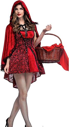 YHBAO Women's Little Red Riding Hood Halloween Cosplay Costume Party Dress in Saudi Arabia