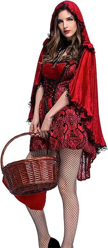 YHBAO Women's Little Red Riding Hood Halloween Cosplay Costume Party Dress in Saudi Arabia
