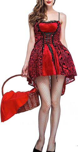 YHBAO Women's Little Red Riding Hood Halloween Cosplay Costume Party Dress in Saudi Arabia
