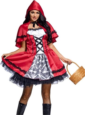 YHBAO Women's Little Red Riding Hood Halloween Cosplay Costume Party Dress in Saudi Arabia