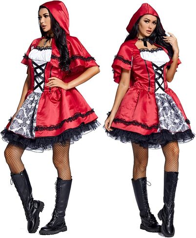 YHBAO Women's Little Red Riding Hood Halloween Cosplay Costume Party Dress in Saudi Arabia