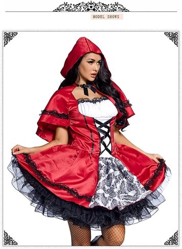 YHBAO Women's Little Red Riding Hood Halloween Cosplay Costume Party Dress in Saudi Arabia