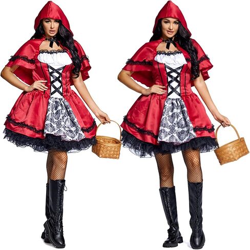 YHBAO Women's Little Red Riding Hood Halloween Cosplay Costume Party Dress in Saudi Arabia