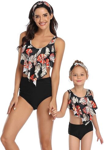 Girls Kids Swimsuit Two Pieces Bikini Set Ruffle Falbala Swimwear Bathing Suits in Saudi Arabia