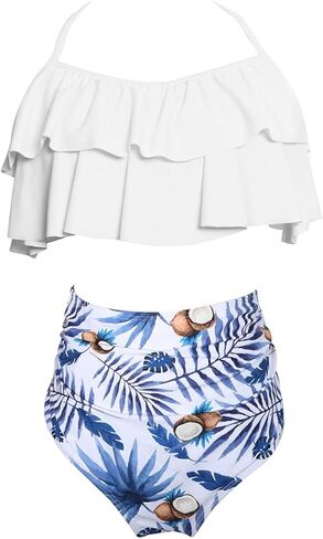 Girls Kids Swimsuit Two Pieces Bikini Set Ruffle Falbala Swimwear Bathing Suits in Saudi Arabia