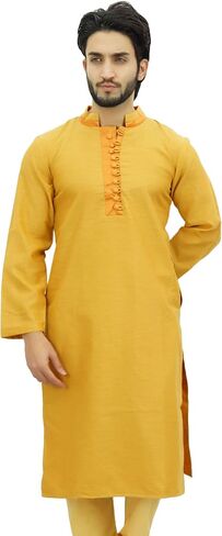 قميص Atasi طويل للرجال من طراز Kurta Maroon Dupion بنمط بوليوود العرقي in Kuwait