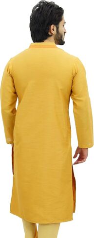 قميص Atasi طويل للرجال من طراز Kurta Maroon Dupion بنمط بوليوود العرقي in Kuwait
