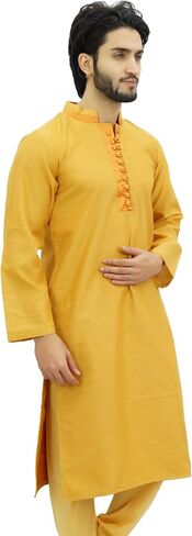 قميص Atasi طويل للرجال من طراز Kurta Maroon Dupion بنمط بوليوود العرقي in Kuwait