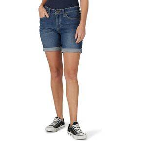 Lee womens Petite Ultra Lux Mid-rise Straight Jean Denim Shorts, Majestic Sky, 14 Petite US