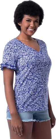Lee Women's Cotton Ruffle Short Sleeve V-Neck T-Shirt in Saudi Arabia