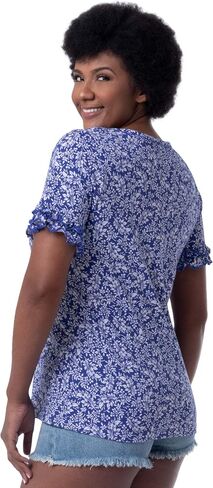 Lee Women's Cotton Ruffle Short Sleeve V-Neck T-Shirt in Saudi Arabia