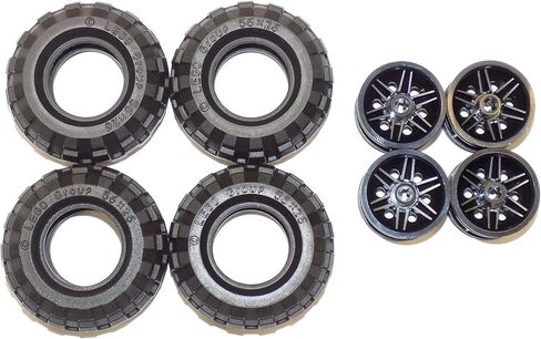 LEGO Parts and Pieces: Large Black Tire and Black Wheel Pack - 8 Pieces in Saudi Arabia