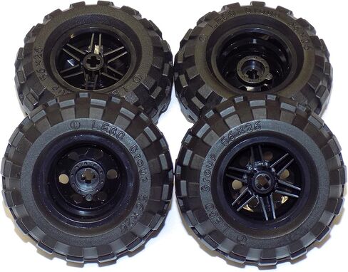 LEGO Parts and Pieces: Large Black Tire and Black Wheel Pack - 8 Pieces in Saudi Arabia