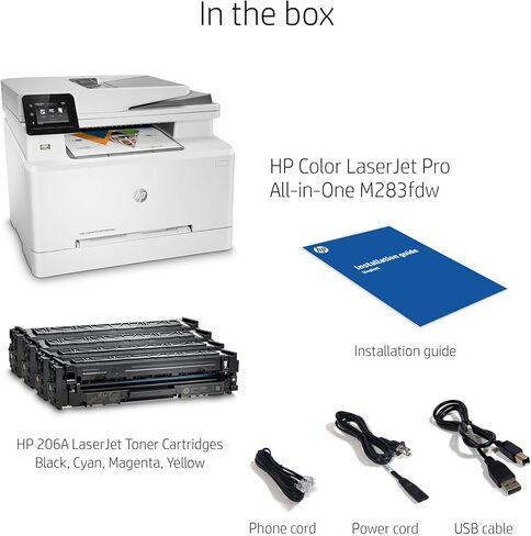 HP Color Laserjet Pro M283fdw Wireless All-in-One Laser Printer, Remote Mobile Print, Scan & Copy, Duplex Printing (7KW75A), White, Model:7KW75A#BGJ (Renewed) in Saudi Arabia