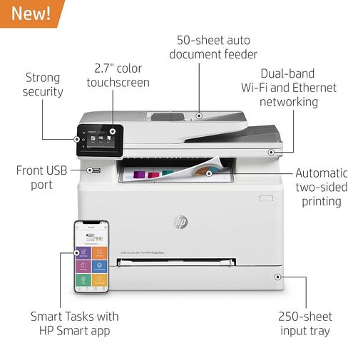 HP Color Laserjet Pro M283fdw Wireless All-in-One Laser Printer, Remote Mobile Print, Scan & Copy, Duplex Printing (7KW75A), White, Model:7KW75A#BGJ (Renewed) in Saudi Arabia