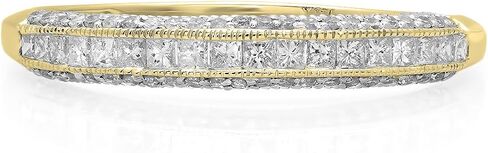 Dazzlingrock Collection 0.45 Carat (ctw) 10k Gold Princess & Round Diamond Ladies Wedding Matching Band Stackable Ring 1/2 CT in Kuwait