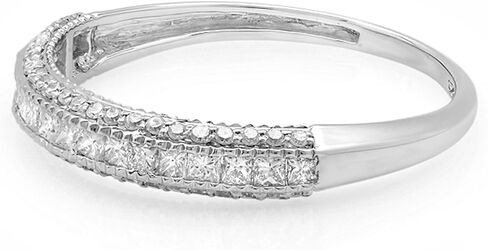 Dazzlingrock Collection 0.45 Carat (ctw) 10k Gold Princess & Round Diamond Ladies Wedding Matching Band Stackable Ring 1/2 CT in Kuwait