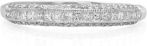 Dazzlingrock Collection 0.45 Carat (ctw) 10k Gold Princess & Round Diamond Ladies Wedding Matching Band Stackable Ring 1/2 CT in Kuwait