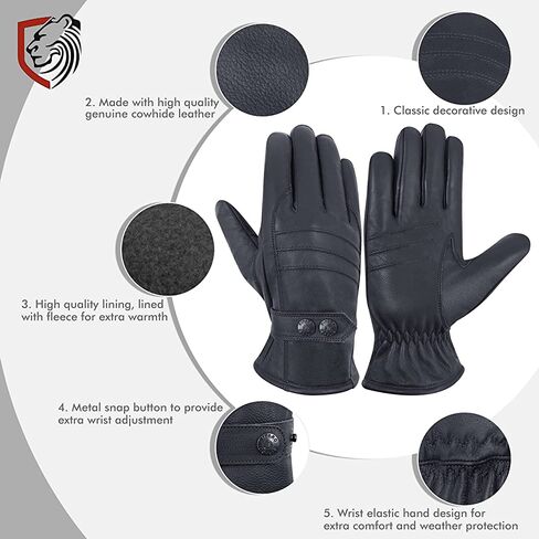 Riparo Winter Gloves for Men, Leather Winter Gloves for Cold Weather, Snow Gloves for Motorcycle Driving Hiking Outdoor in Saudi Arabia