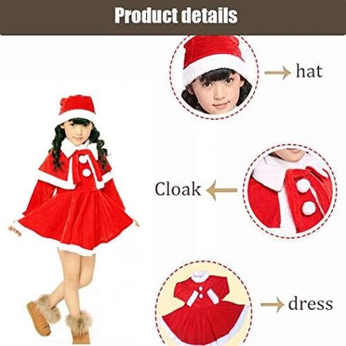 زي سانتا للكريسماس للأطفال، فستان سانتا الفاخر للأولاد والبنات مع قبعة سانتا in Kuwait
