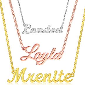 Kurafeel Custom Name Necklace Name Necklace Personalized for Women Men, Stainless Steel/Sterling Silver Name Necklace with 18K Silver Gold Plated Necklace Gift for Mother Daughter Girls Sisters in Saudi Arabia