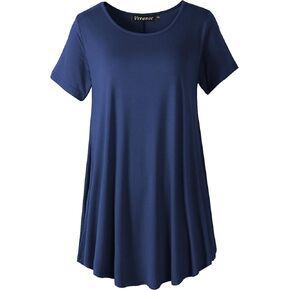 Veranee Women's Plus Size Swing Tunic Top 3/4 Sleeve Floral Flare T-Shirt in Kuwait