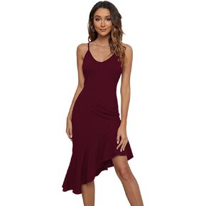 CMZ2005 Womens Backless Adjustable Spaghetti Straps Mermaid Dress Sexy V Neck Ruffles Cocktail Party Dresses 71995 in Saudi Arabia