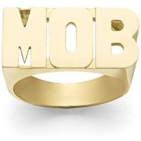 Silver N Style Lee 082Z Personalized Gold 10mm Large Size Three Initials Block Letter Name Ring in Saudi Arabia