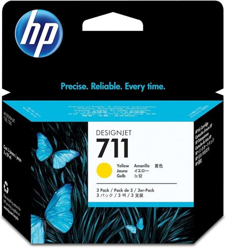 HP 711 3-pack 29-ml Yellow Designjet Ink Cartridge (CZ136A) for HP DesignJet T120 24-in Printer HP DesignJet T520 24-in Printer HP DesignJet T520 36-in PrinterHP DesignJet printheads help you respond quickly by providing quality speed and easy hassle-free in Saudi Arabia