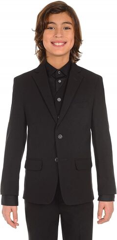 Calvin Klein Boys' Bi-Stretch Blazer Suit Jacket, 2-Button Single Breasted Closure, Buttoned Cuffs & Front Flap Pockets in Saudi Arabia