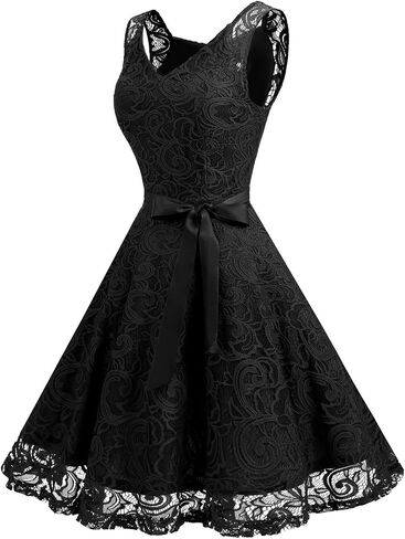 Dressystar Women Floral Lace Bridesmaid Party Dress Short Prom Dress V Neck in Kuwait