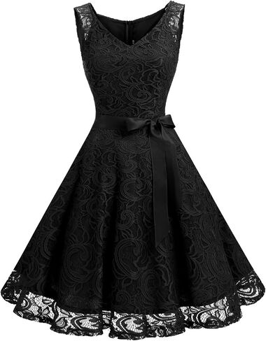 Dressystar Women Floral Lace Bridesmaid Party Dress Short Prom Dress V Neck in Kuwait