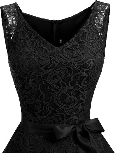 Dressystar Women Floral Lace Bridesmaid Party Dress Short Prom Dress V Neck in Kuwait