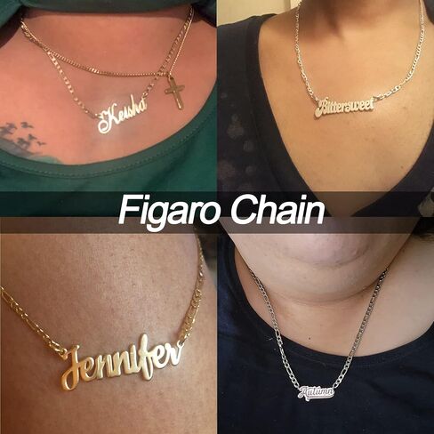 Kurafeel Custom Name Necklace Name Necklace Personalized for Women Men, Stainless Steel/Sterling Silver Name Necklace with 18K Silver Gold Plated Necklace Gift for Mother Daughter Girls Sisters in Saudi Arabia