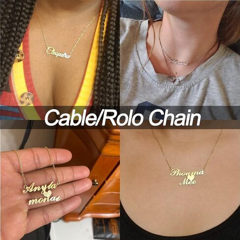 Kurafeel Custom Name Necklace Name Necklace Personalized for Women Men, Stainless Steel/Sterling Silver Name Necklace with 18K Silver Gold Plated Necklace Gift for Mother Daughter Girls Sisters in Saudi Arabia