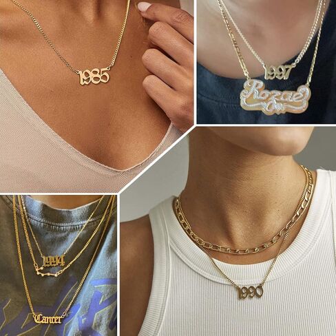 Kurafeel Custom Name Necklace Name Necklace Personalized for Women Men, Stainless Steel/Sterling Silver Name Necklace with 18K Silver Gold Plated Necklace Gift for Mother Daughter Girls Sisters in Saudi Arabia