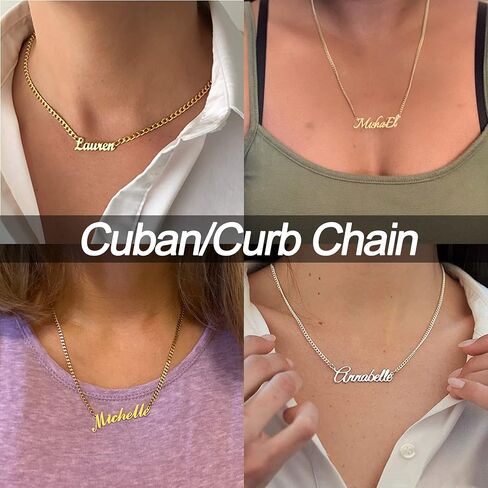 Kurafeel Custom Name Necklace Name Necklace Personalized for Women Men, Stainless Steel/Sterling Silver Name Necklace with 18K Silver Gold Plated Necklace Gift for Mother Daughter Girls Sisters in Saudi Arabia