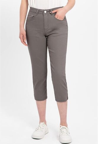 ZENTHACE Women's Basic 5-Pocket Twill Capri Pants Stretch Straight Leg Casual Capris in Saudi Arabia