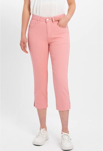 ZENTHACE Women's Basic 5-Pocket Twill Capri Pants Stretch Straight Leg Casual Capris in Saudi Arabia