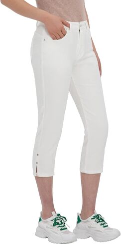 ZENTHACE Women's Basic 5-Pocket Twill Capri Pants Stretch Straight Leg Casual Capris in Saudi Arabia