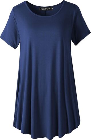 Veranee Women's Plus Size Swing Tunic Top 3/4 Sleeve Floral Flare T-Shirt in Saudi Arabia