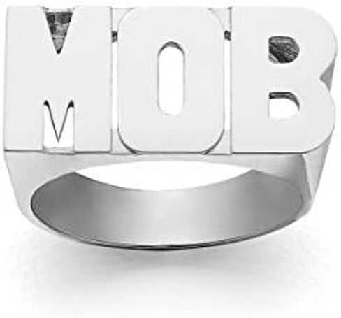 Silver N Style Lee 082Z Personalized Gold 10mm Large Size Three Initials Block Letter Name Ring in Saudi Arabia