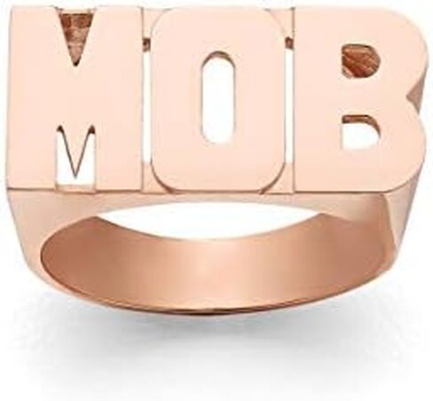 Silver N Style Lee 082Z Personalized Gold 10mm Large Size Three Initials Block Letter Name Ring in Saudi Arabia