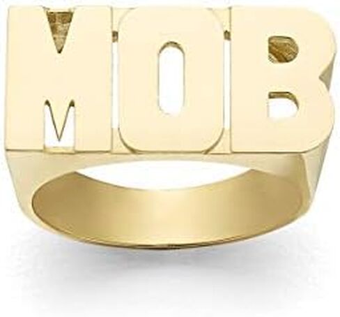 Silver N Style Lee 082Z Personalized Gold 10mm Large Size Three Initials Block Letter Name Ring in Saudi Arabia