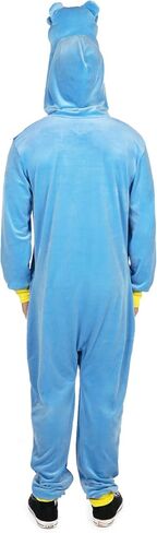 Tipsy Elves Funny Animal Halloween Costume for Men Light Blue Hippo Jumpsuit with Stuffed Animal Style Hood and Feed Me Bib in Saudi Arabia