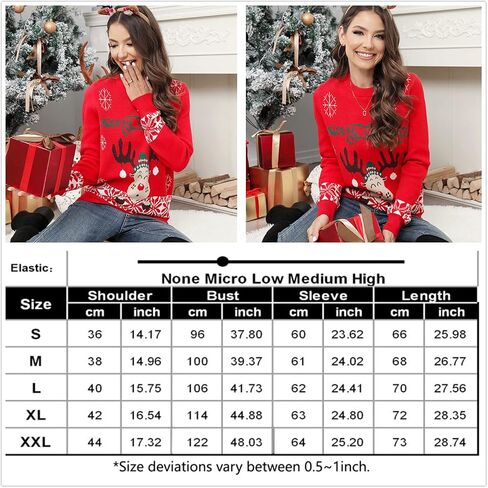 KOJOOIN Ugly Christmas Sweater for Women Funny Xmas Sweatshirt Reindeer Snowflake Snowman Sweaters Funny Holiday Sweaters in Saudi Arabia