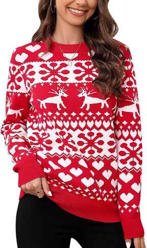 KOJOOIN Ugly Christmas Sweater for Women Funny Xmas Sweatshirt Reindeer Snowflake Snowman Sweaters Funny Holiday Sweaters in Saudi Arabia
