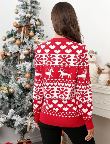 KOJOOIN Ugly Christmas Sweater for Women Funny Xmas Sweatshirt Reindeer Snowflake Snowman Sweaters Funny Holiday Sweaters in Saudi Arabia